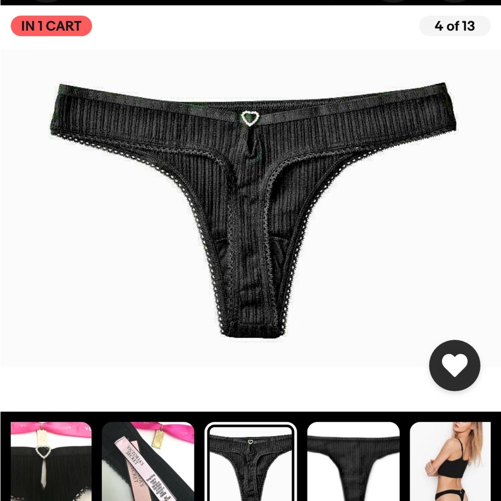 ISO Victoria's Secret Black KEYHOLE RHINESTONE Thong